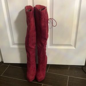 Over The Knee Red Boots